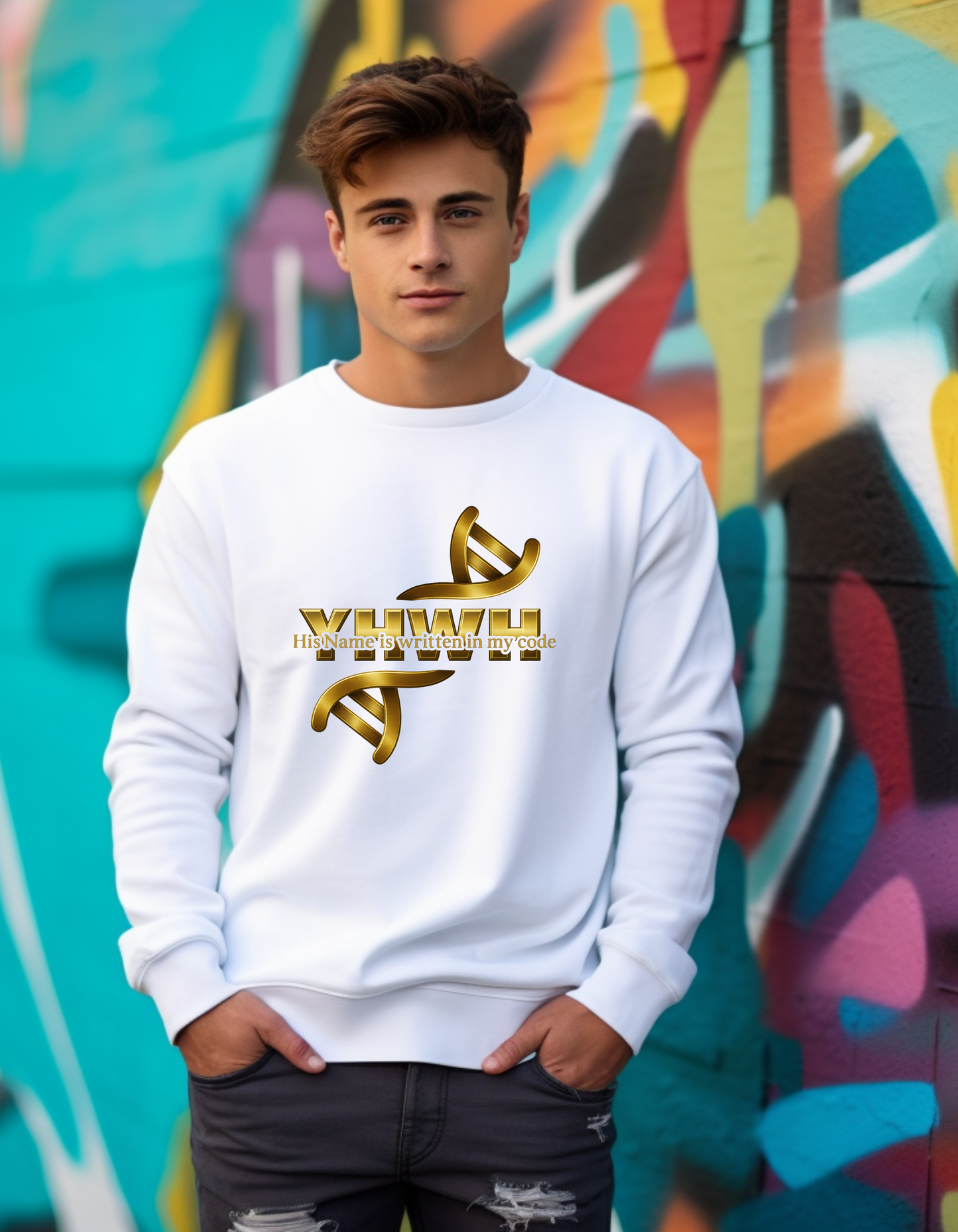 YHWH – His Name Is Written in My Code | Christian DNA Design Tee