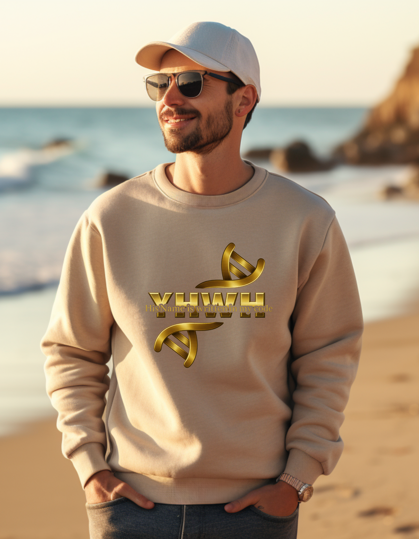 YHWH – His Name Is Written in My Code | Christian DNA Design Tee