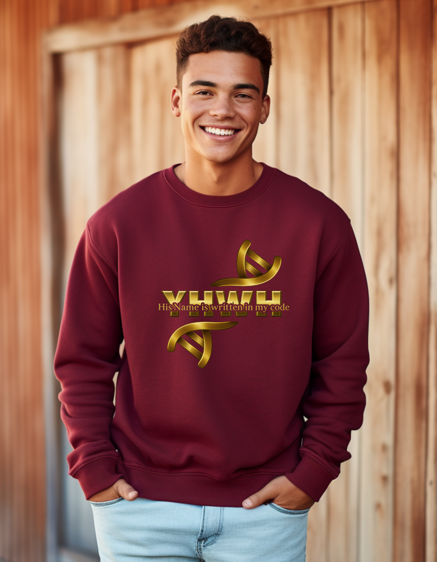 YHWH – His Name Is Written in My Code | Christian DNA Design Tee